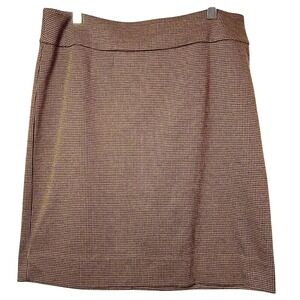 Halogen Camel Brown & Black Houndstooth Pencil Skirt‎ Size 14